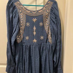 Free People Blue Beaded Top